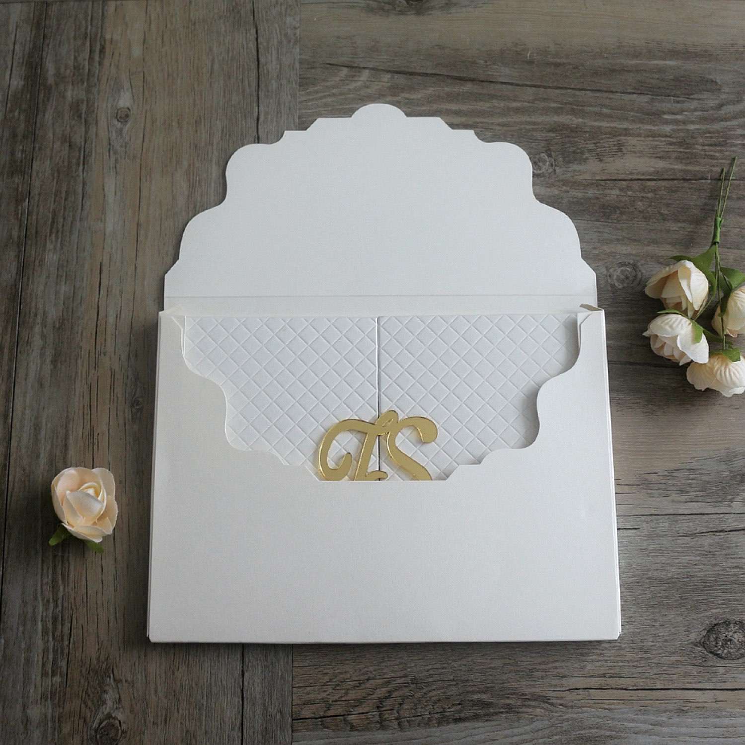 White Invitation Card With Hard Cover Elegant Invitation With Paper Pocket